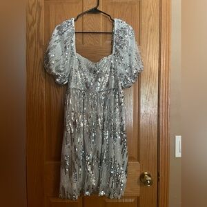 NWT! Main Strip Silver Sequin Dress